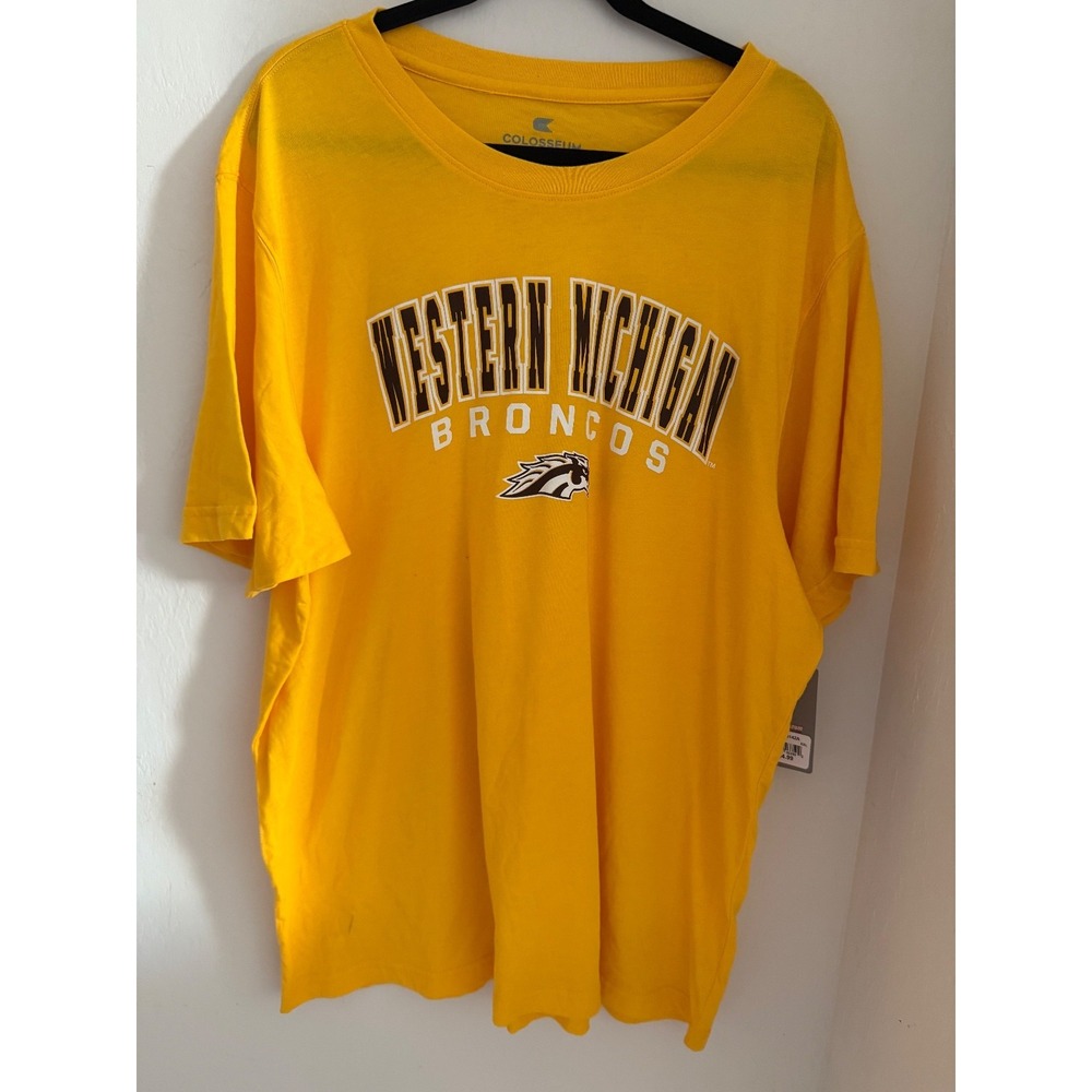 Western Michigan Broncos Men's Colosseum Gold Logo  T-Shirt- Size 2XL- NWT